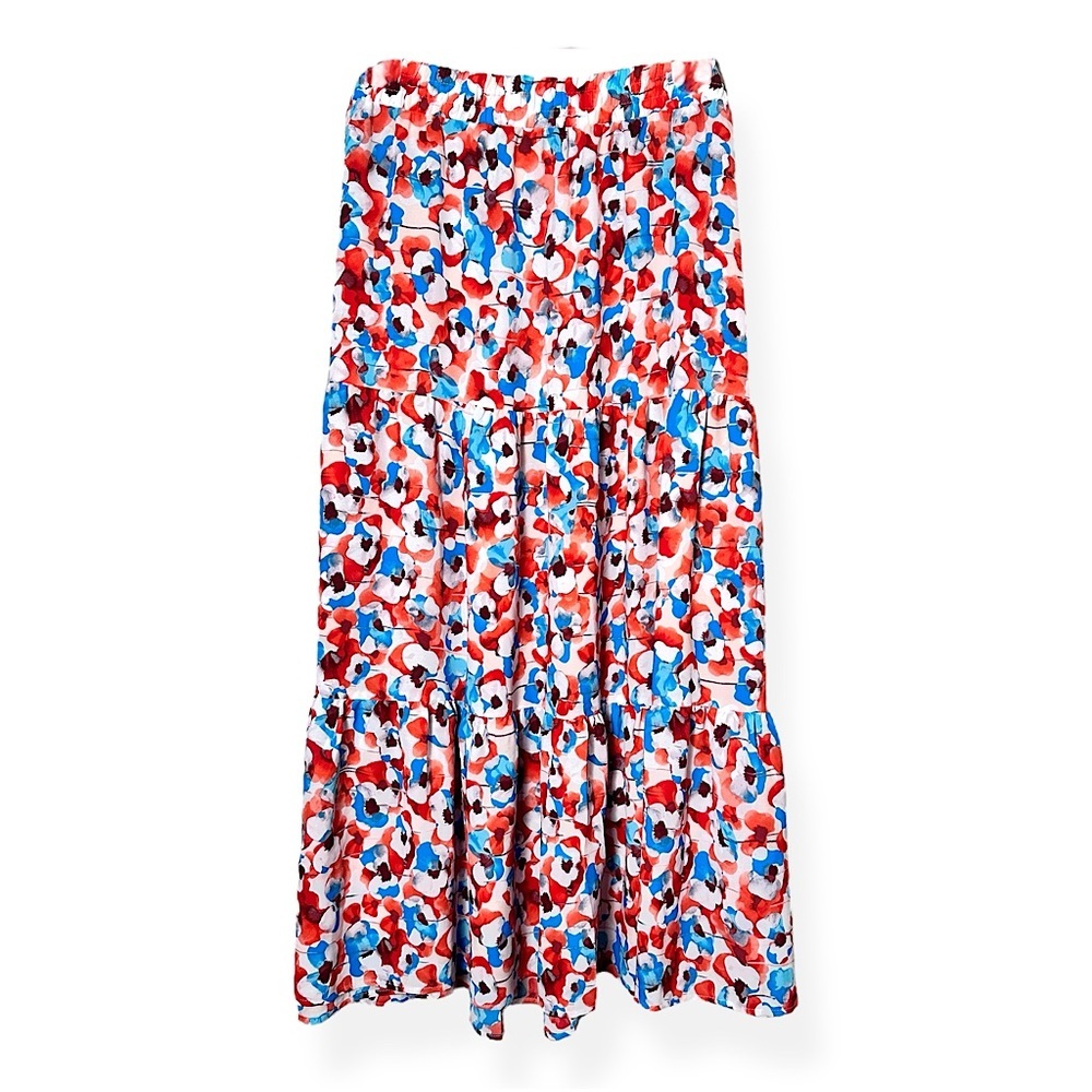 The Pioneer Woman Red, Blue & White Floral Tiered Maxi Skirt